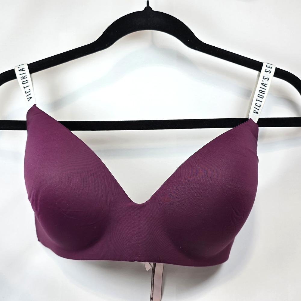 Victoria's Secret T-Shirt Bra 34DD Wireless Lightly Lined Burgundy